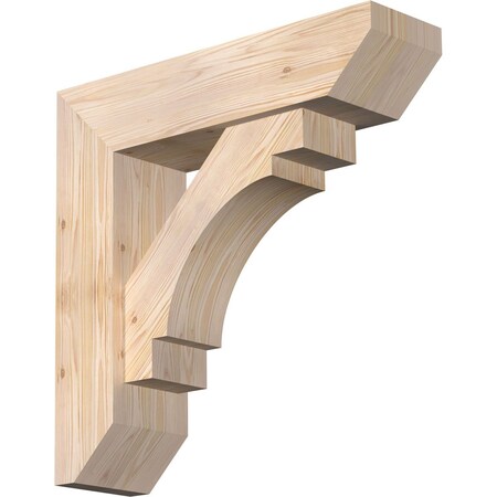 Ekena Millwork Merced Slat Smooth Bracket w/ Offset Brace, Douglas Fir, 7 1/2"W x 28"D x 28"H BKT0806X28X28MRC06SDF